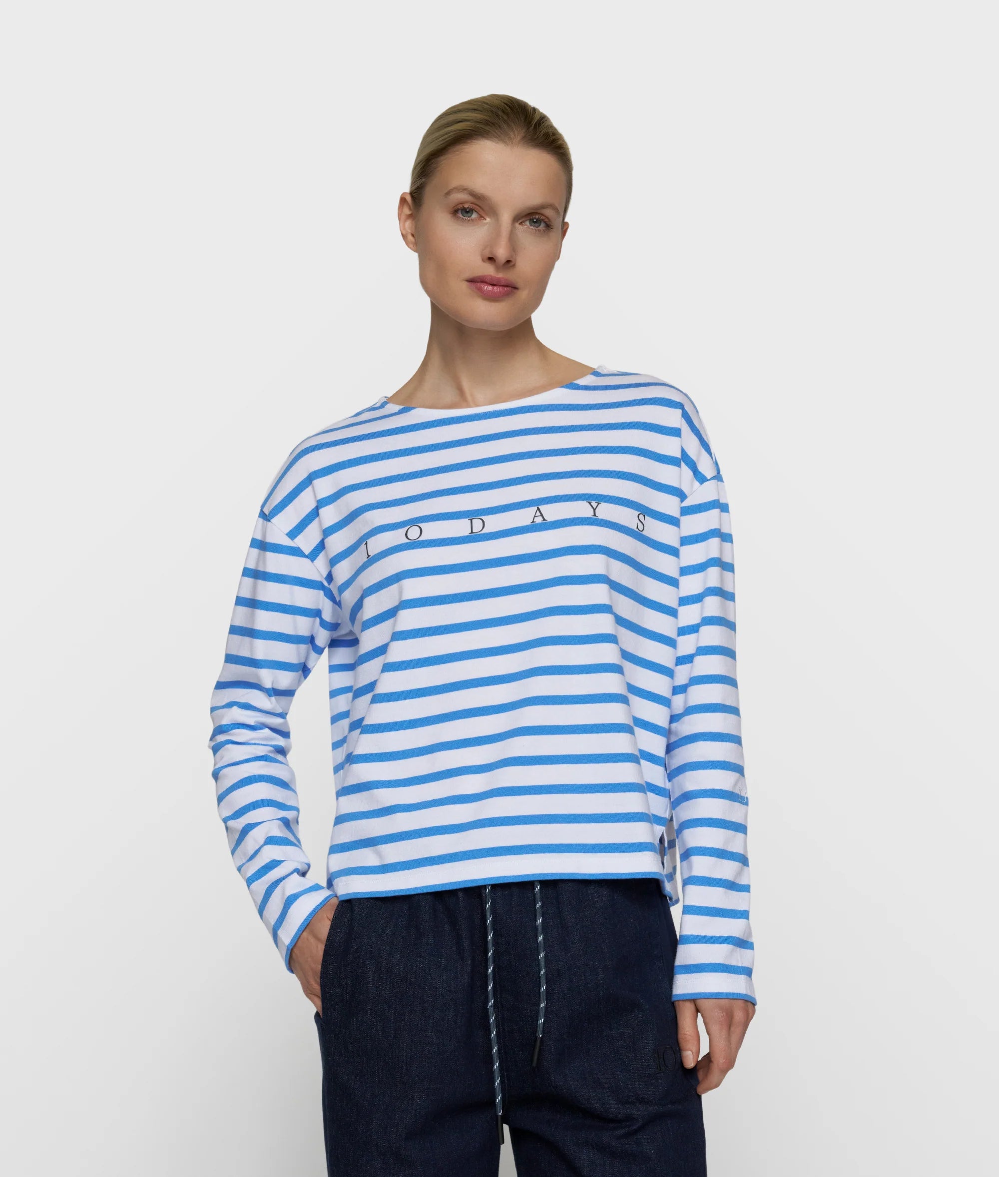 10 Days Amsterdam Sweater STRIPES WHITE ULTRAMARINE