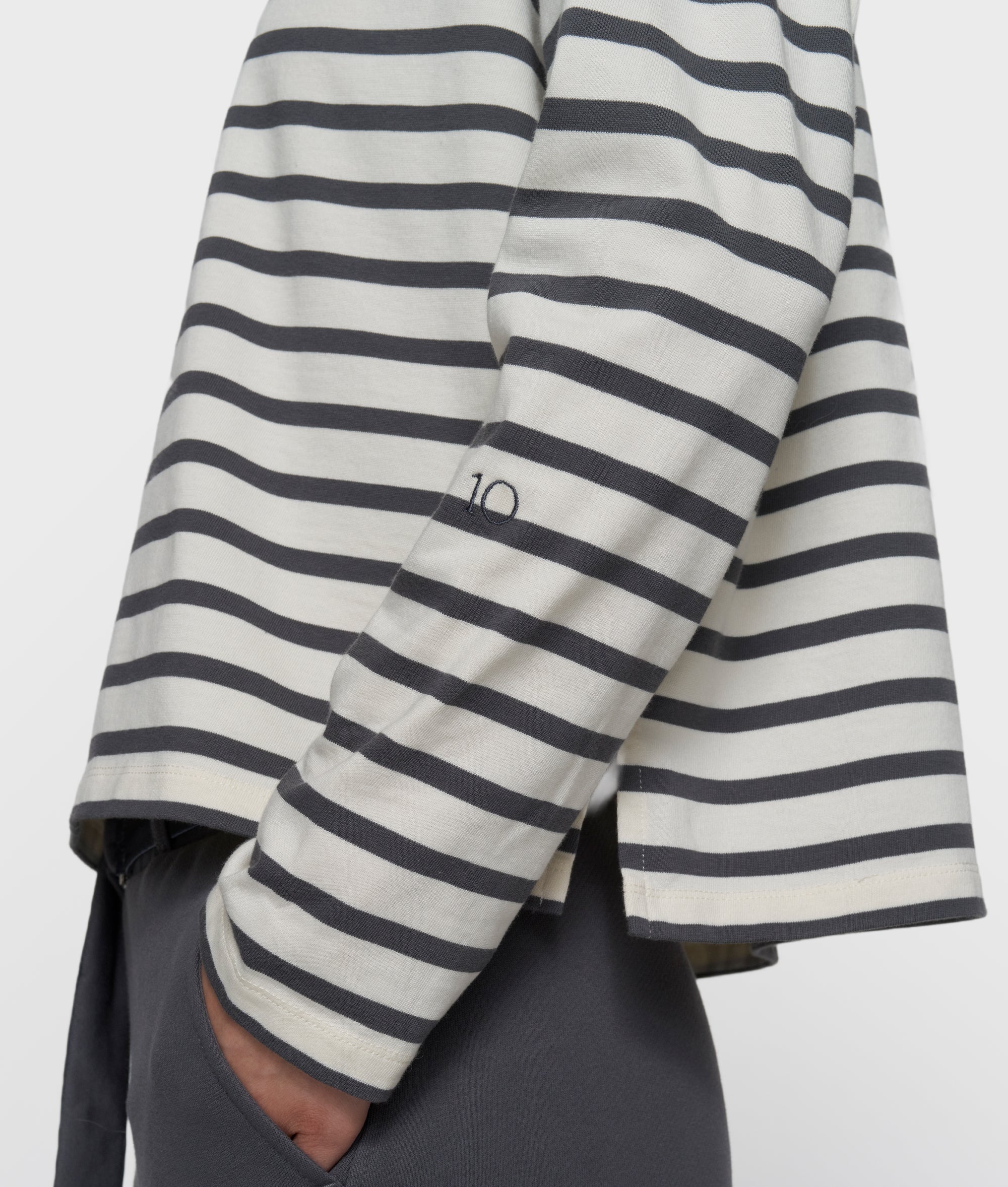 10 Days Amsterdam Sweater STRIPES ECRU STEEL BLUE