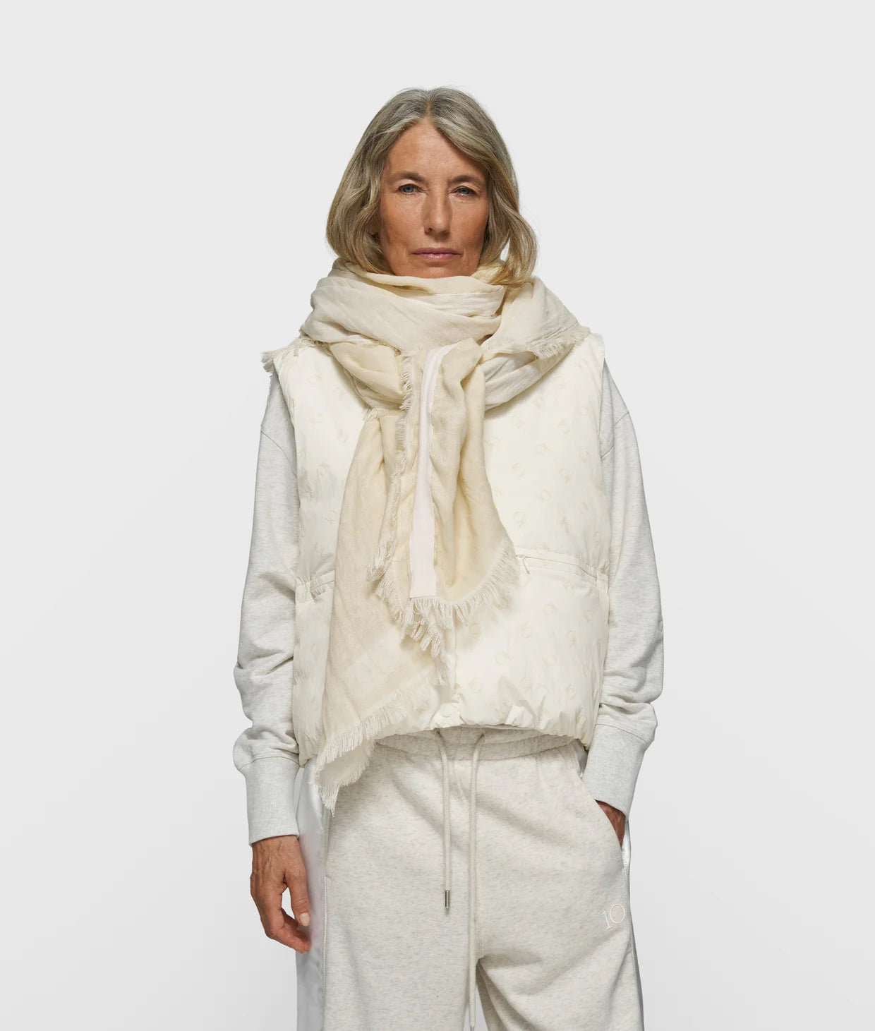 Damen Baumwollschal von 10 DAYS AMSTERDAM mit Logopint CREAM