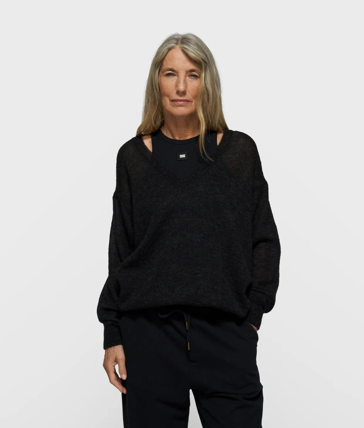 Damen Pullover "The V-neck knit Sweater" von 10 DAYS AMSTERDAM in schwarz