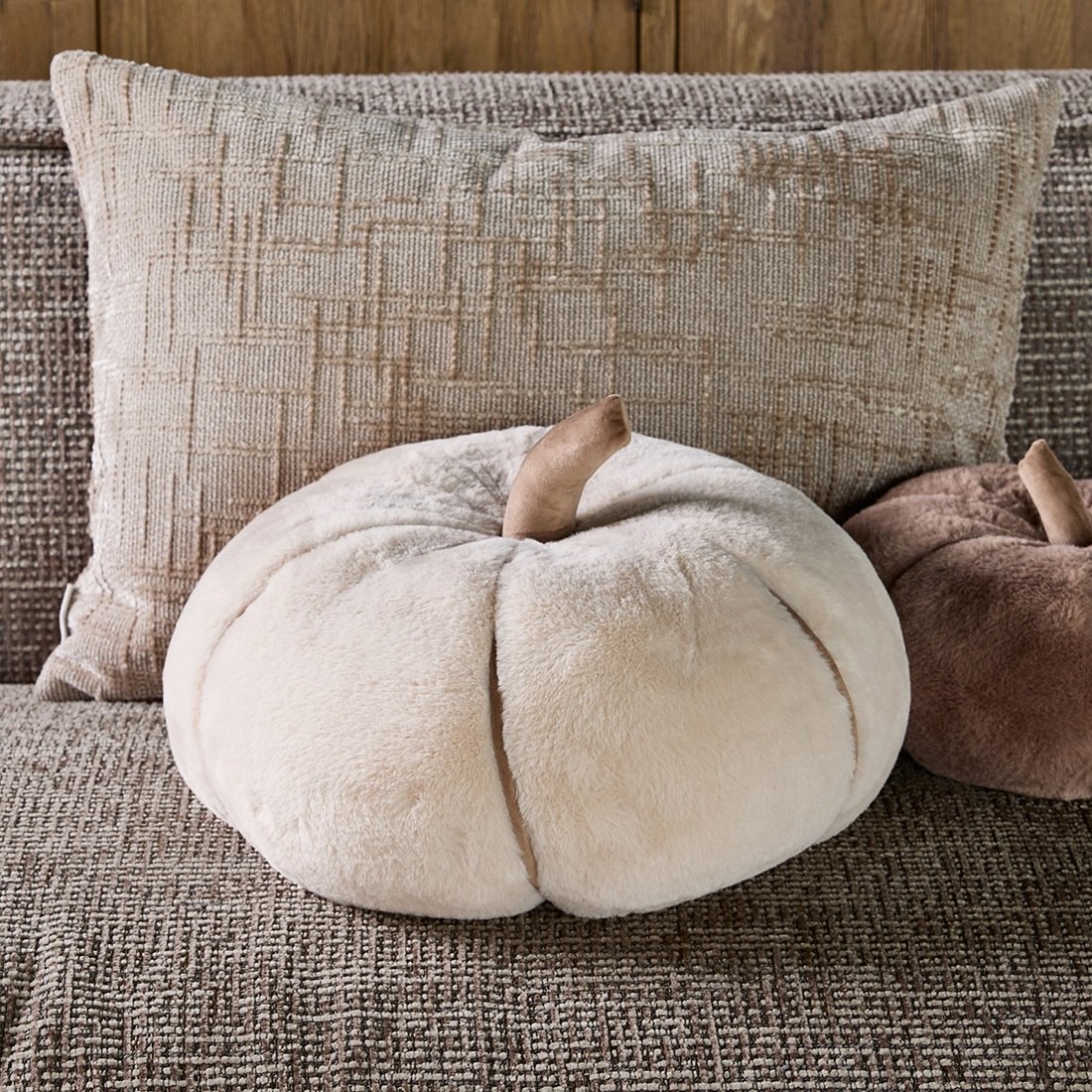 Pumpkin Faux Fur Box Pillow RIVIERA MAISON