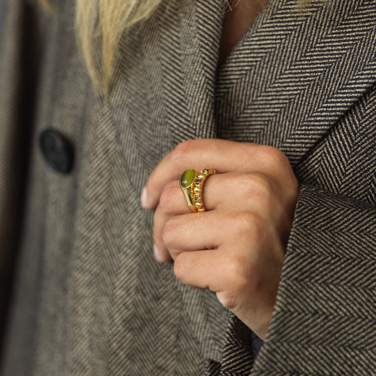 Retro Ring Green/Gold
