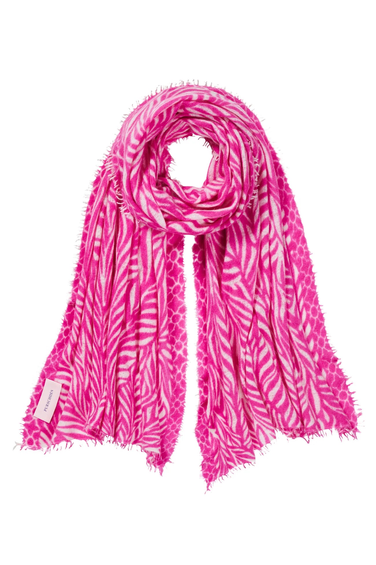 Kaschmir Schal Damen Leafgarden Pink-Natur vn Purschoen