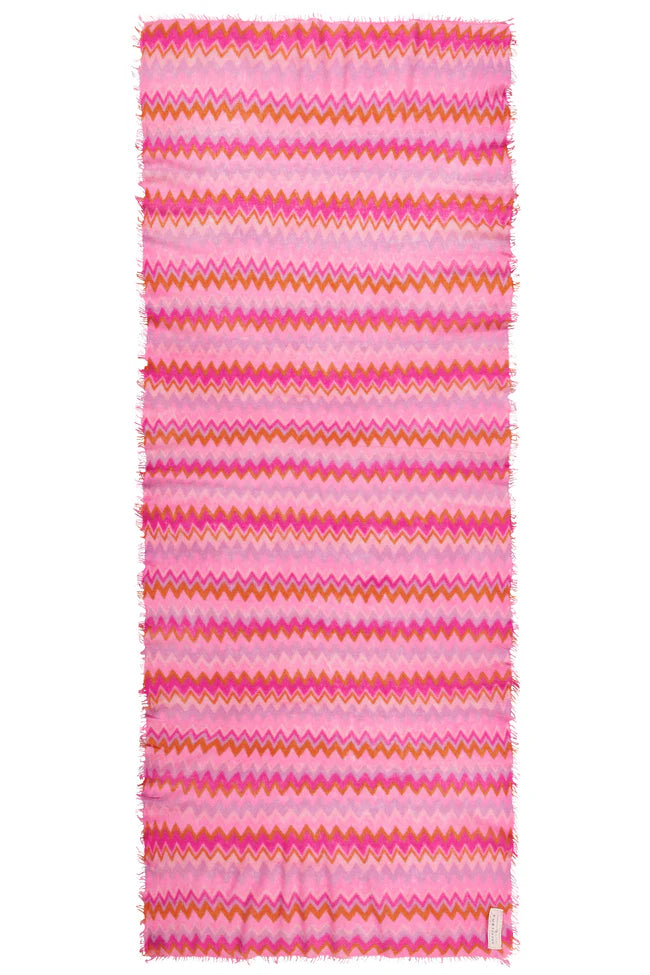 Kaschmir Schal Damen Chevron Flamingo-Rosa von Purschoen