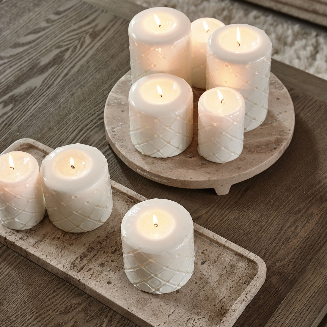 Pillar Candle Padded white 9,5x10 RIVIERA MAISON