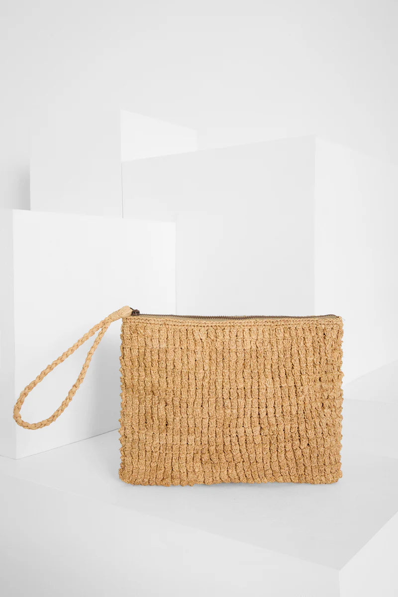IBELIV CLUB Clutch aus handgefertigtem Raffia mit geflochtener Handschlaufe für besondere Anlässe