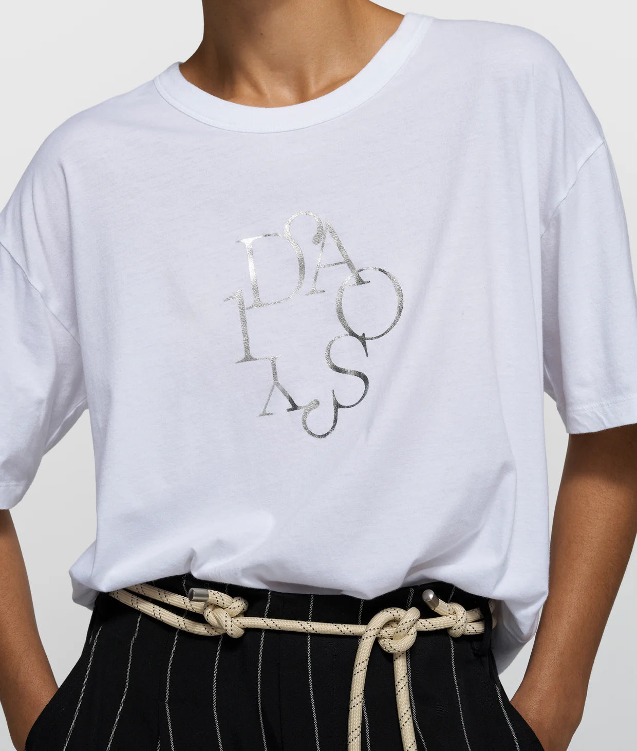 weißes Damen T-Shirt mit silbernem print von 10 DAYS AMSTERDAM