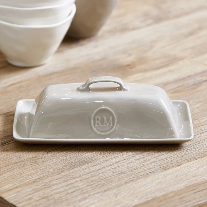 RIVIERA MAISON Butterdose Portofino, Flachs 558310 Keramik Porzellan Flachs