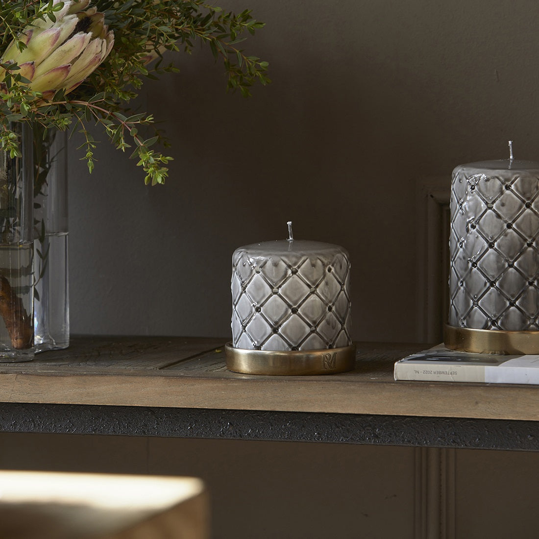 Riviera Maison Pillar Candle Padded flax 9,5x10