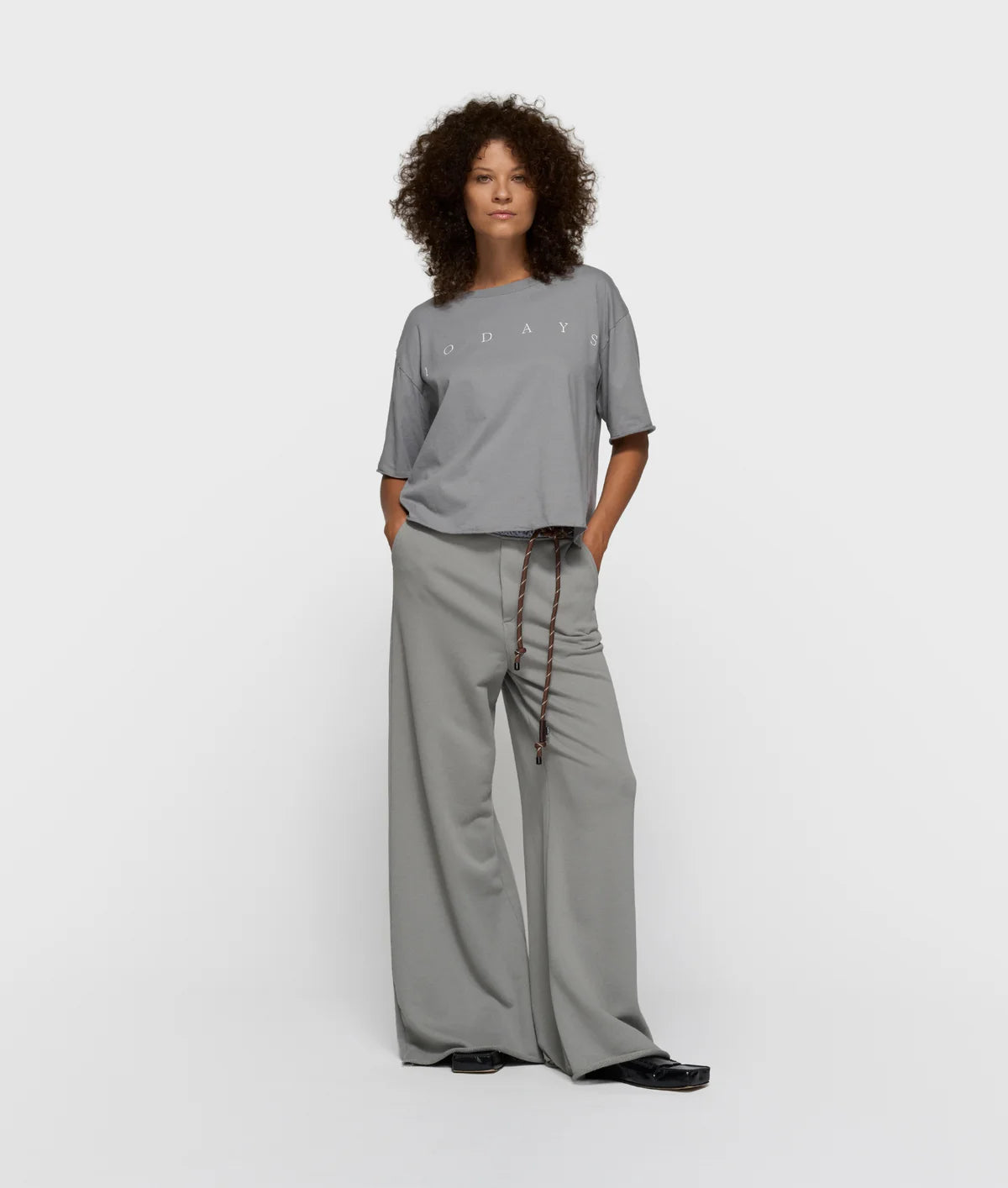 Graues Damen T-Shirt mit Logoprint von 10 DAYS AMSTERDAM