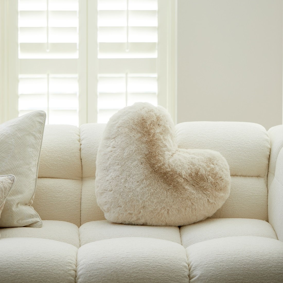 Heather Heart Faux Fur Pillow RIVIERA MAISON