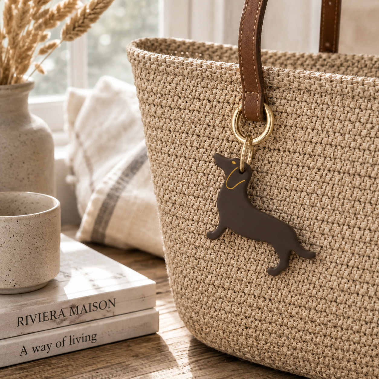 Taschenanhänger Dackel Braun Matt