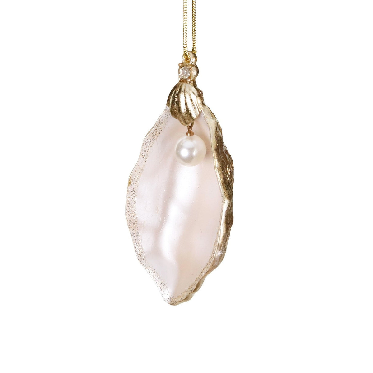 Perlen-Austern Anhänger Champagner/Gold/Creme 13 cm
