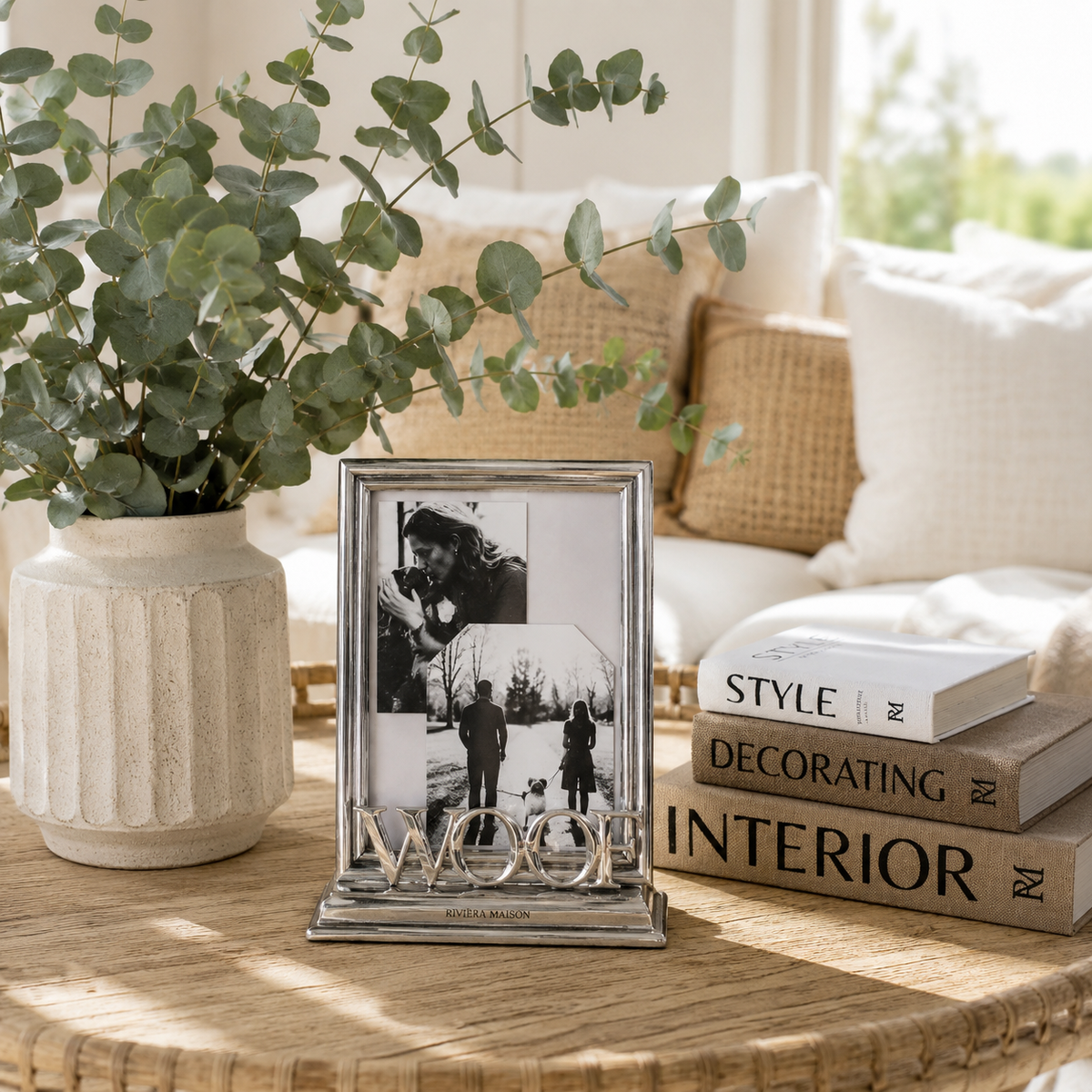 Silberfarbener Fotorahmen mit Hundmotiv von Riviera Maison