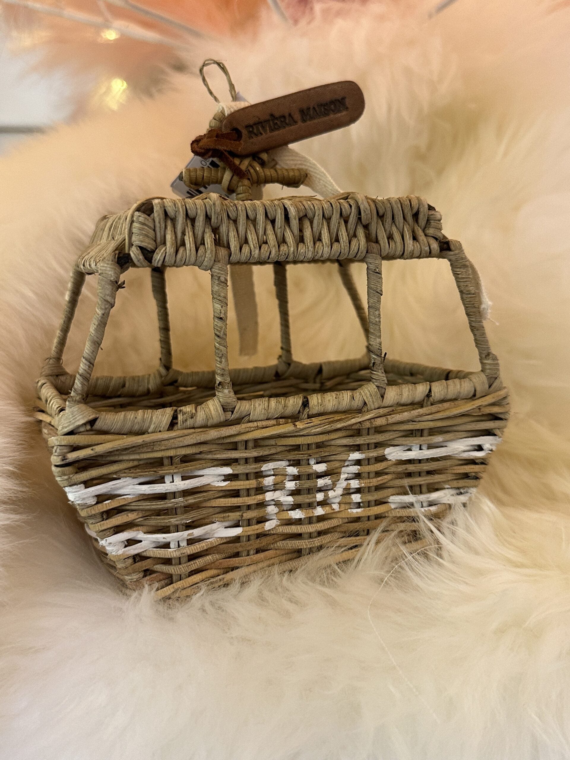 Rustic Rattan Ski Lift Ornament