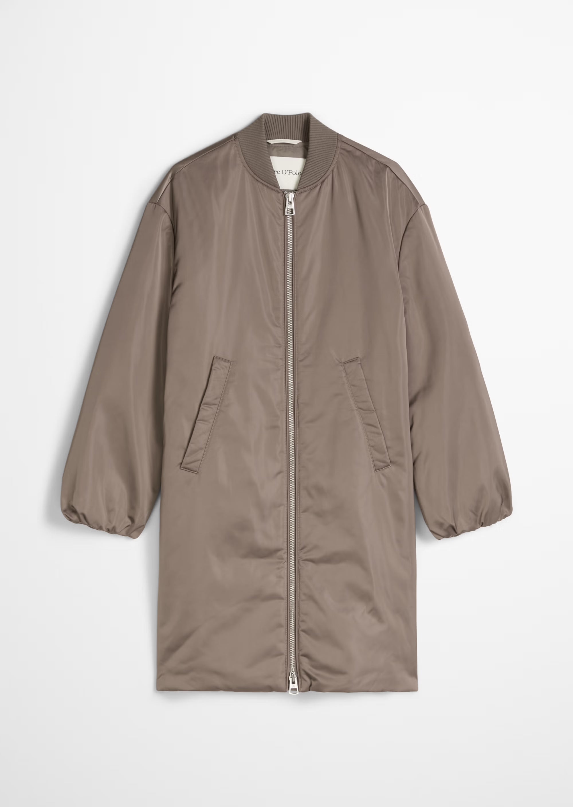 Marc O'Polo Blousonmantel im Aviator-Stil aus recyceltem Polyester in Stone Taupe mit Regular Fit und leicht verlängerter Passform.