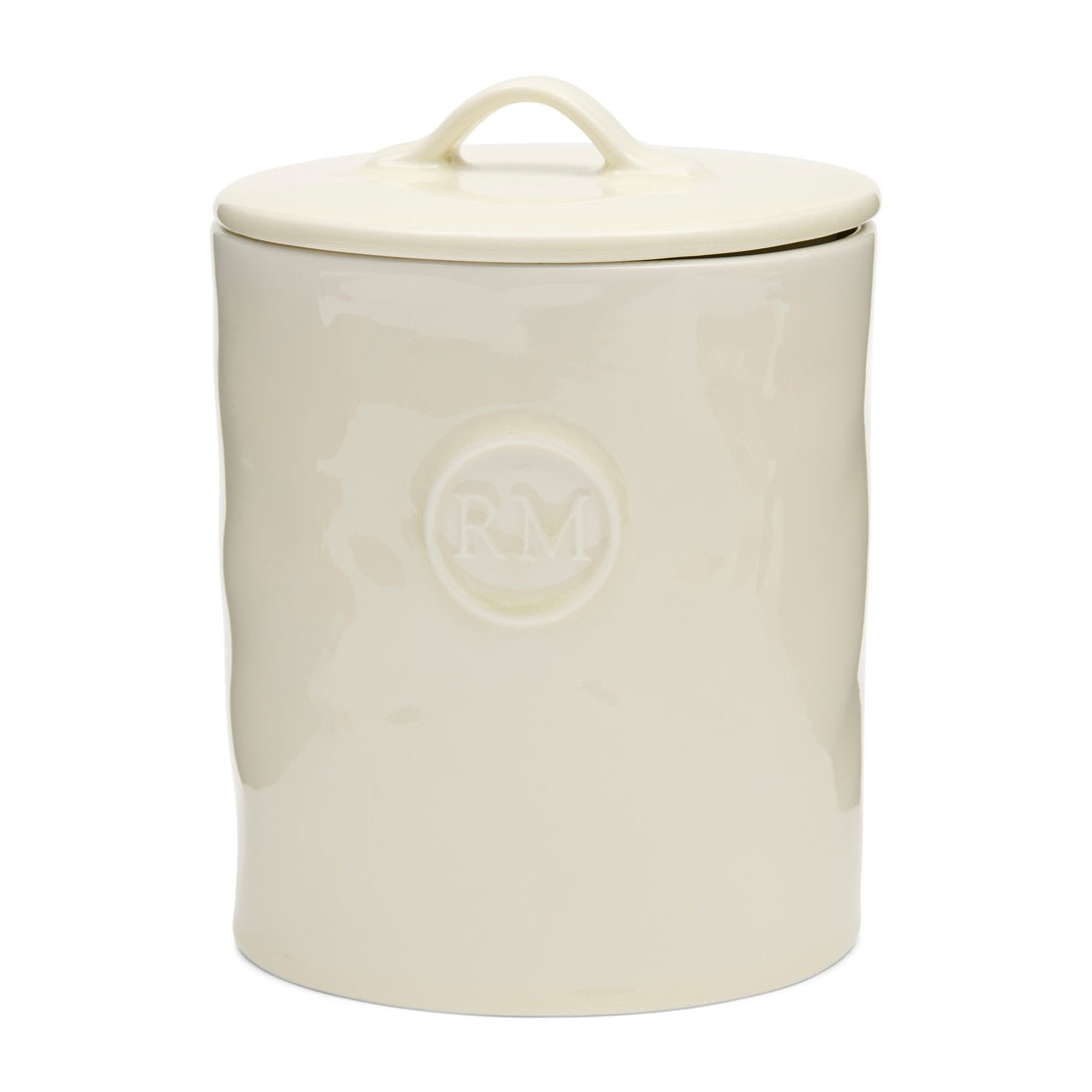 Riviera Maison Portofino Storage Jar White M aus weißem Porzellan mit Deckel.