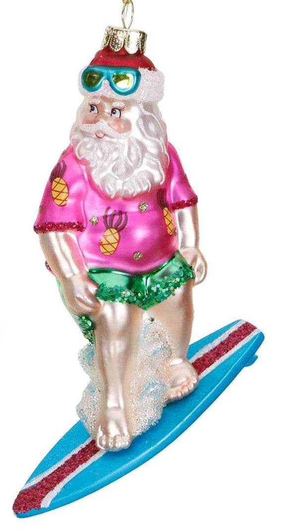 Glasanhänger Snowboarding Santa Pink 12 cm