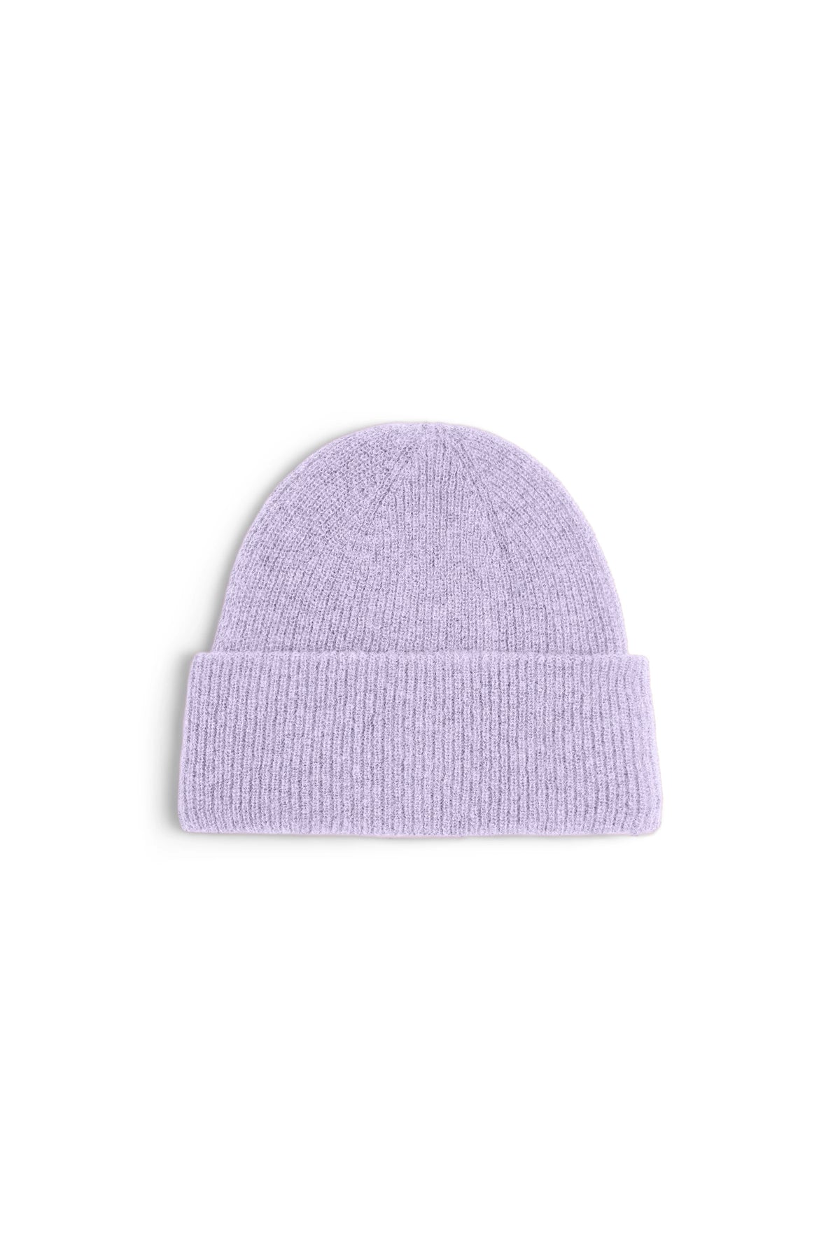 DRYKORN EANI Damen Mütze in Purple mit breitem Umschlag und feinem Rippstrick.