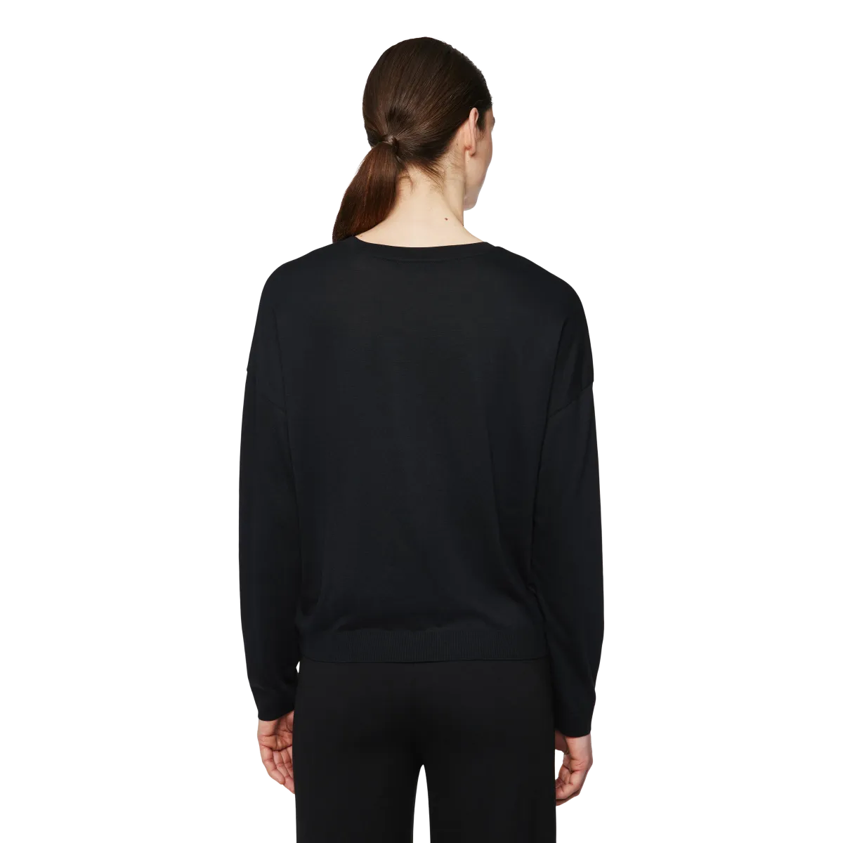 Schwarzes Longsleeve mit Rundhals in Jersey-Kashmere Mix von DRYKORN