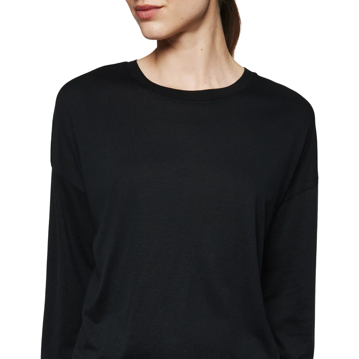 Schwarzes Longsleeve mit Rundhals in Jersey-Kashmere Mix von DRYKORN