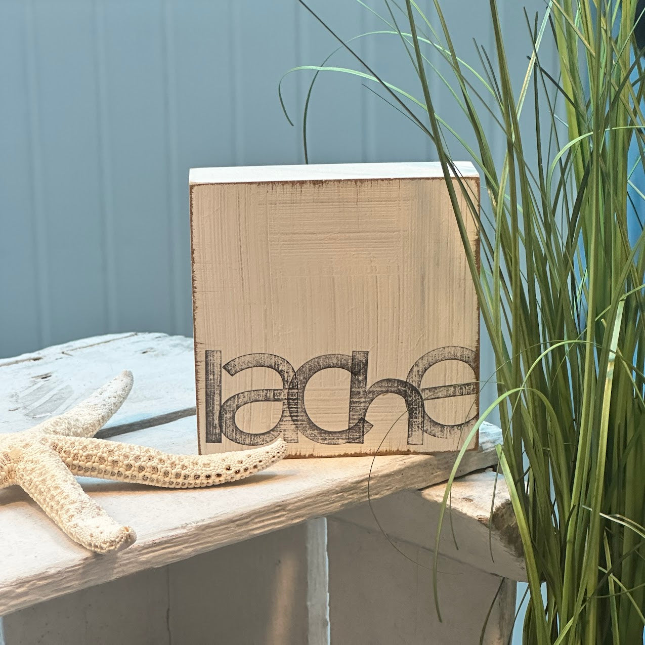iopla Textplatte 10x10cm mit Aufschrift LACHE
