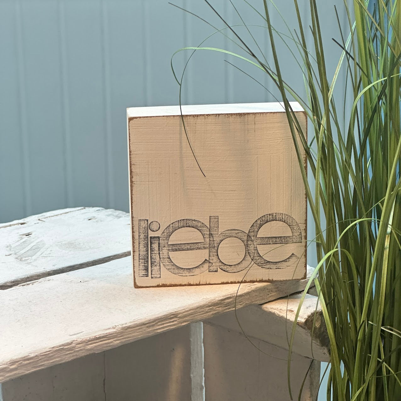 iopla Textplatte 10x10cm mit Aufschrift LIEBE