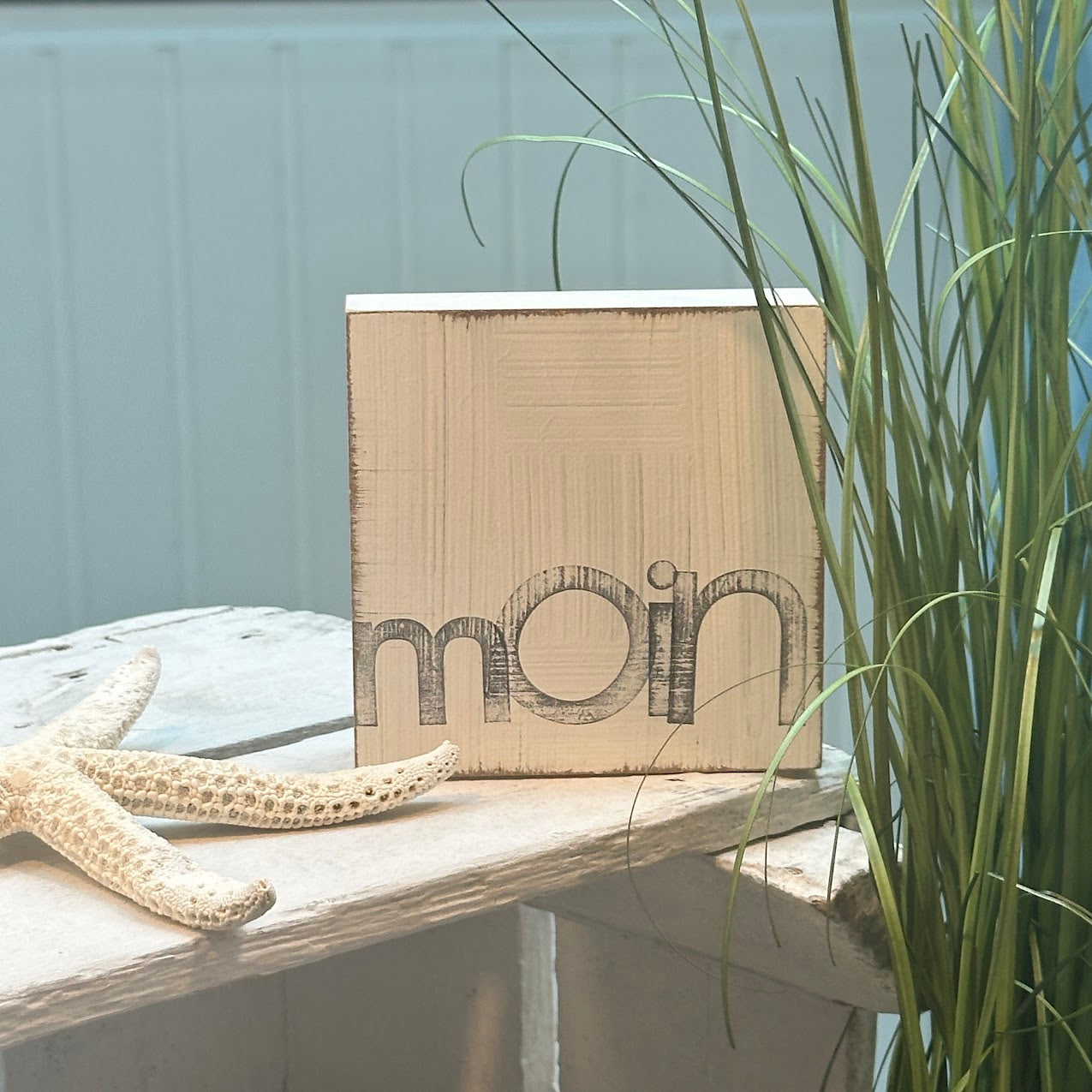 iopla Textplatte 10x10cm mit Aufschrift MOIN