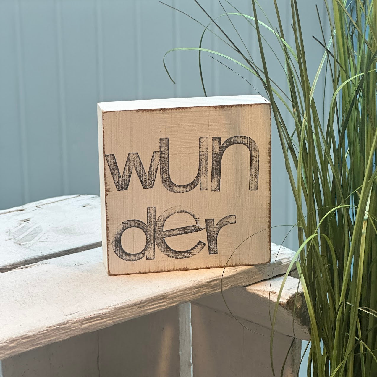 iopla Textplatte 10x10cm mit Aufschrift WUNDER