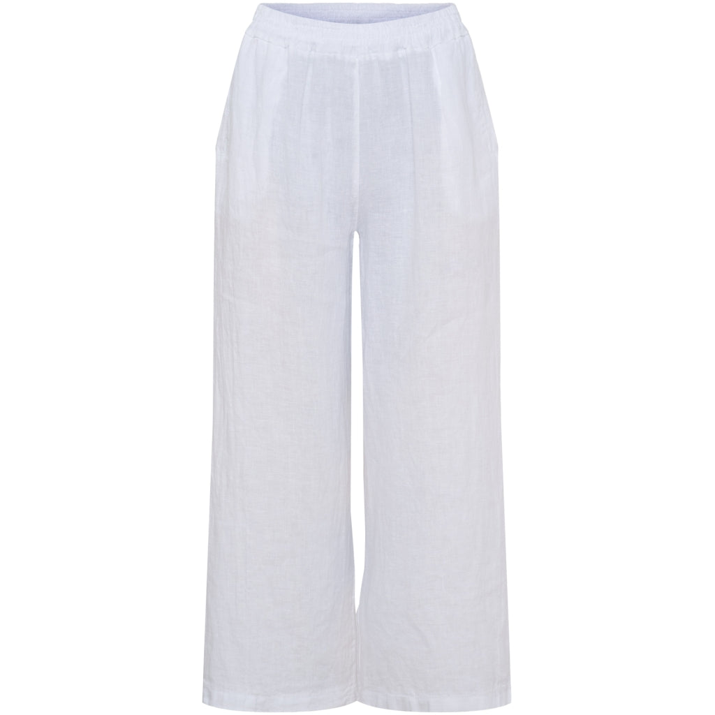 Knöchellange Leinenhose in Offwhite von Marta du Château mit elastischem Bund und weitem Bein.