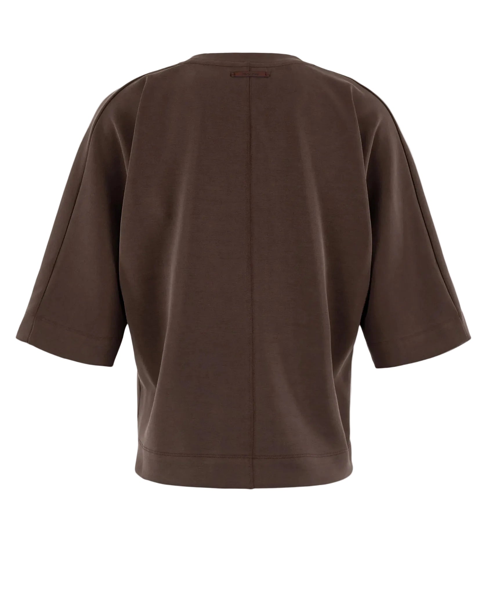 MSCW Emilia Damen Sweater in Bean Solid mit lockerem Schnitt und halblangen Ärmeln.