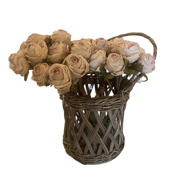 Rattan Hurricane Open Weave mit Glaseinsatz, offenem Flechtmuster und Rattanhenkel