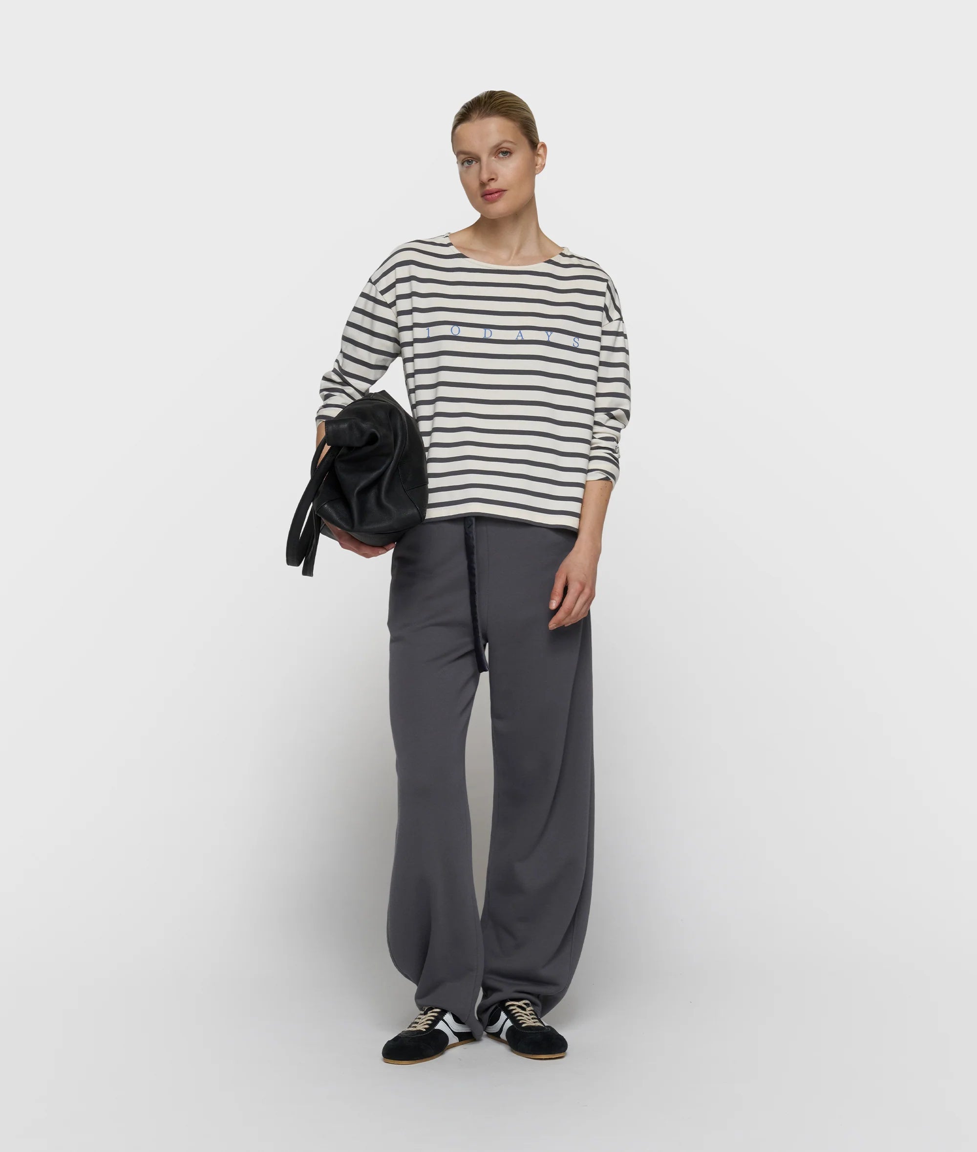 10 Days Amsterdam Sweater STRIPES ECRU STEEL BLUE