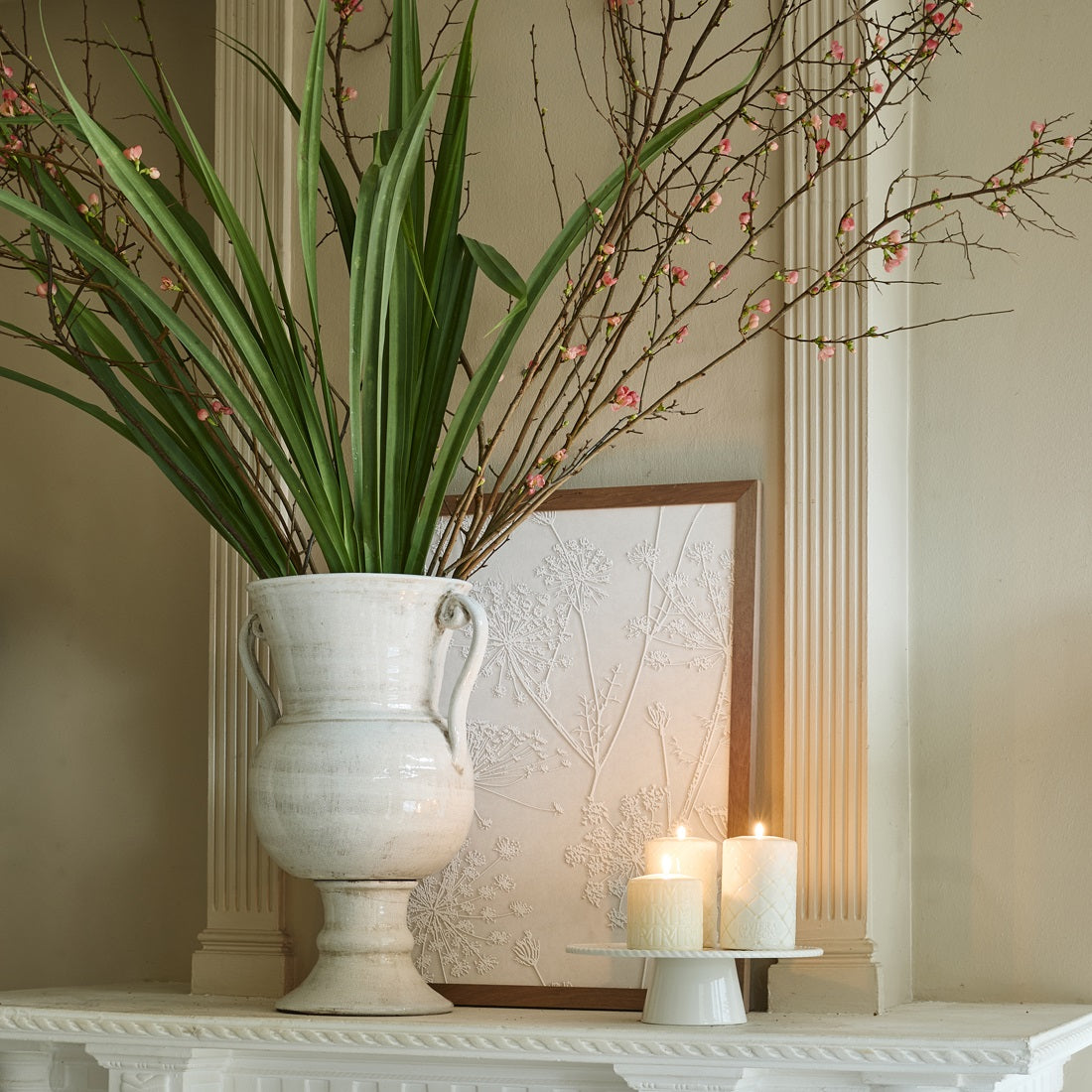 Riviera Maison Pillar Candle Padded white 9,5x15