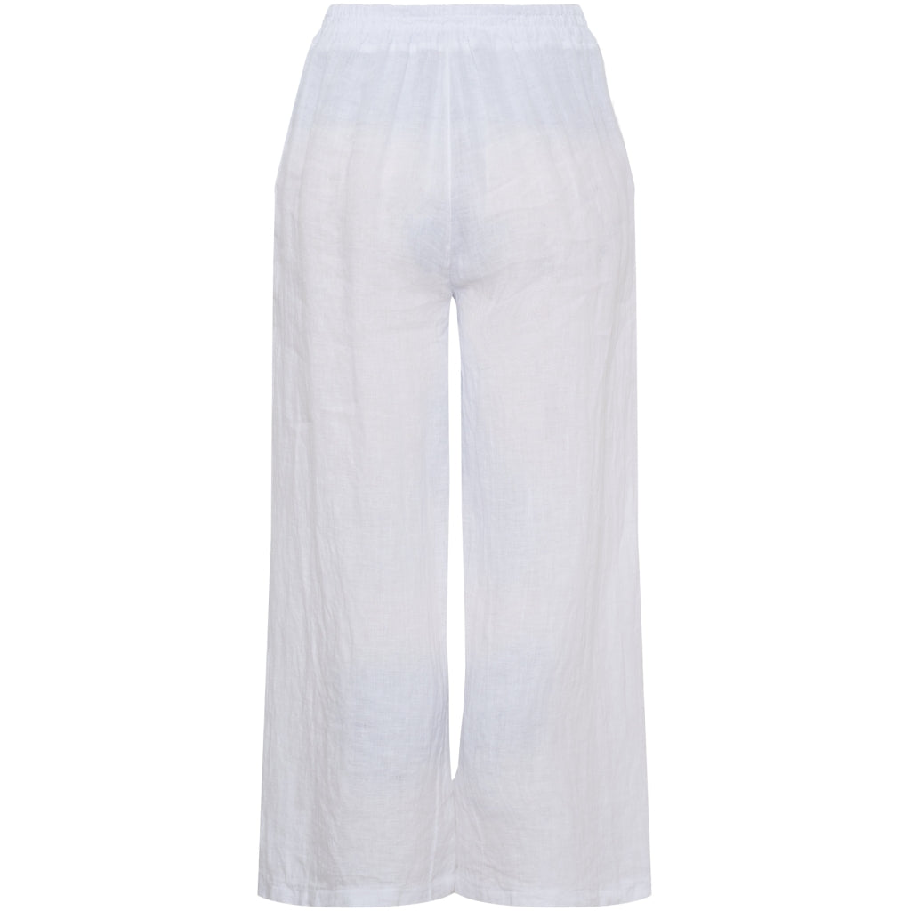 Knöchellange Leinenhose in Offwhite von Marta du Château mit elastischem Bund und weitem Bein.