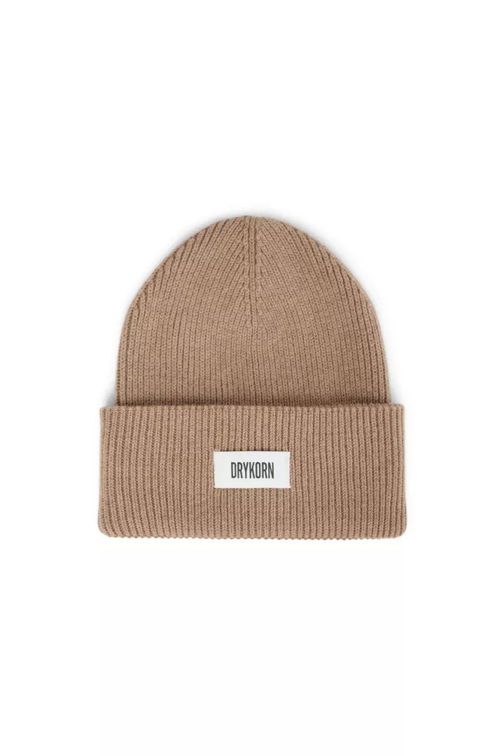 DRYKORN Unisex Mütze LOAH in Beige mit Umschlag und Logo-Patch
