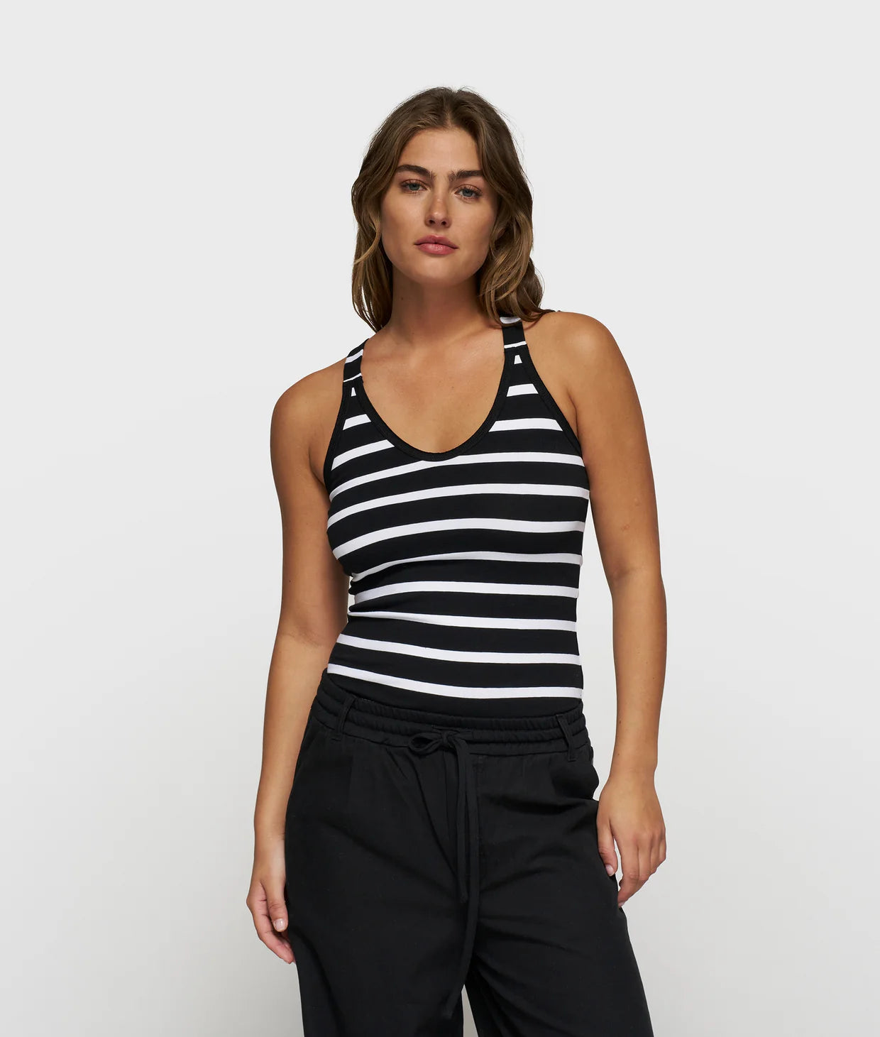 Schwarz weiß gestreiftes Damen Top "The Wrapper" von 10 DAYS AMSTERDAM