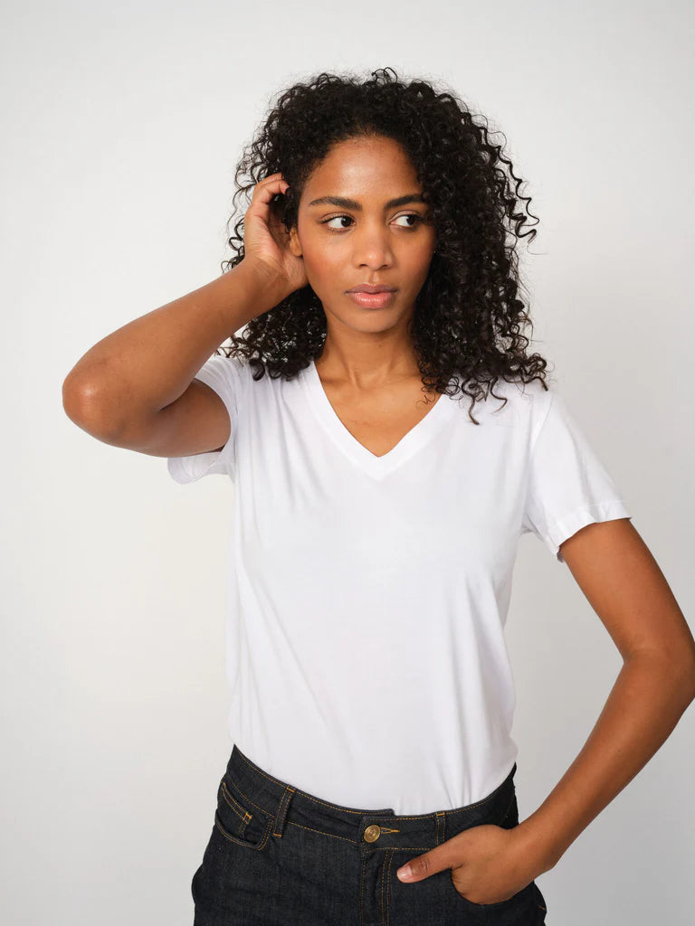 Damen TShirt Dala V-SS Basic weiß von MOS MOSH
