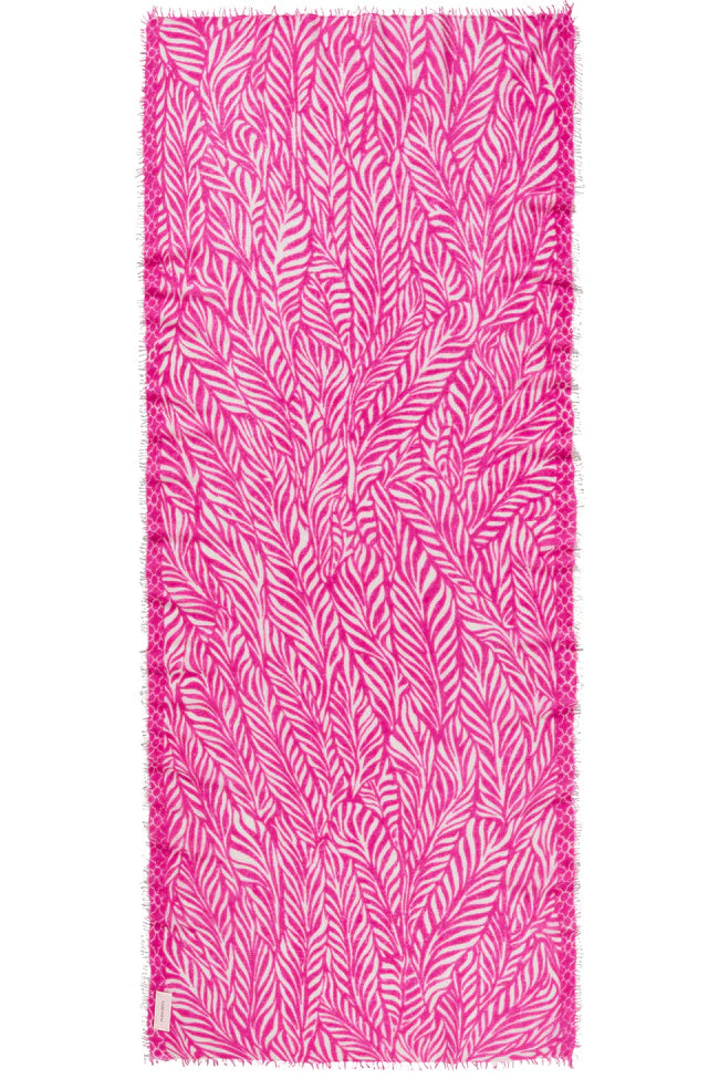 Kaschmir Schal Damen Leafgarden Pink-Natur vn Purschoen
