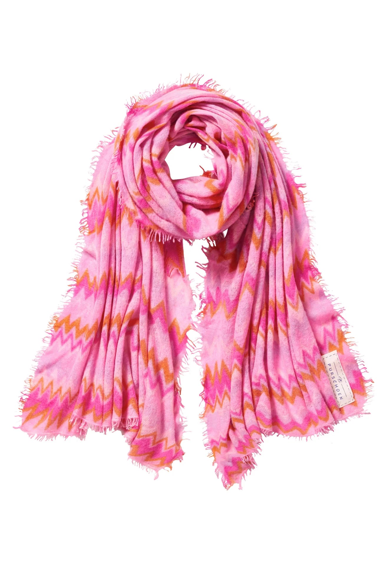 Kaschmir Schal Damen Chevron Flamingo-Rosa von Purschoen