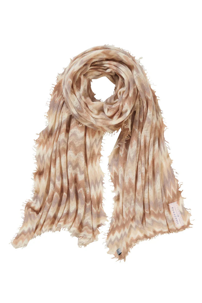 Kaschmir Schal Damen Chevron Camel classic-Puder von Pusrchoen