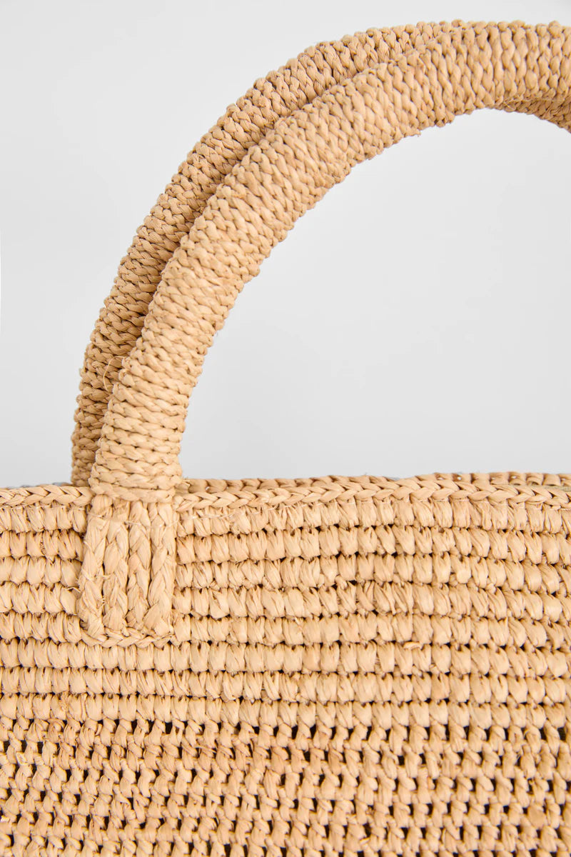 IBELIV VANILLA Einkaufstasche aus handgefertigtem Raffia mit großzügigem Stauraum und natürlicher Flechtstruktur