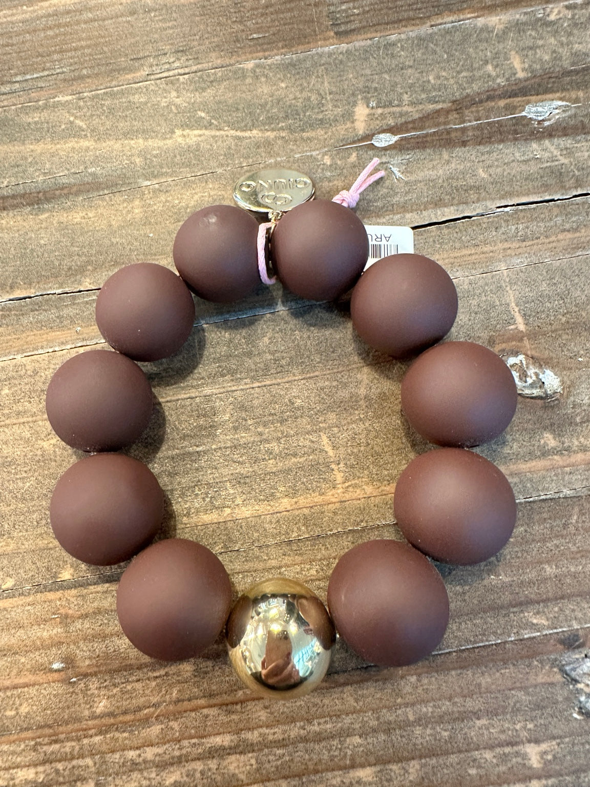 Kugelarmband Braun Matt
