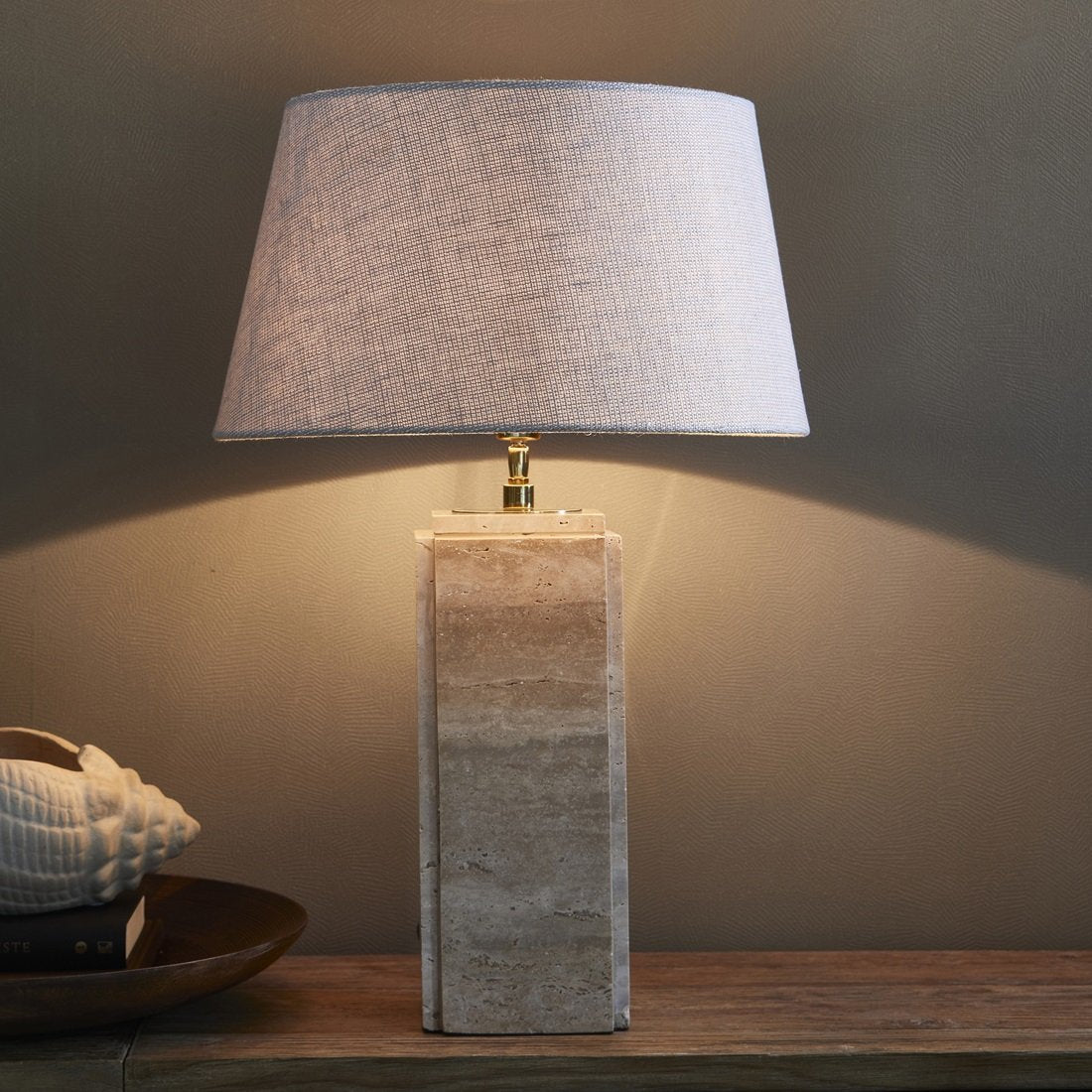 Linen Taper Lampshade Flax 45x25cm