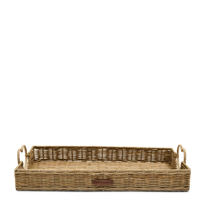 Tablett Rustikales Rattan Happy Heart