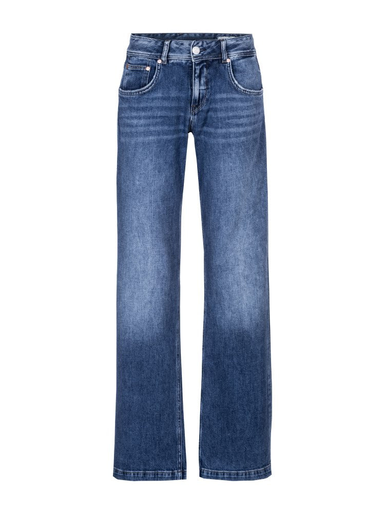 Herrlicher Edna Ocean Damenjeans in blauer Ocean-Waschung mit weiter Beinform.