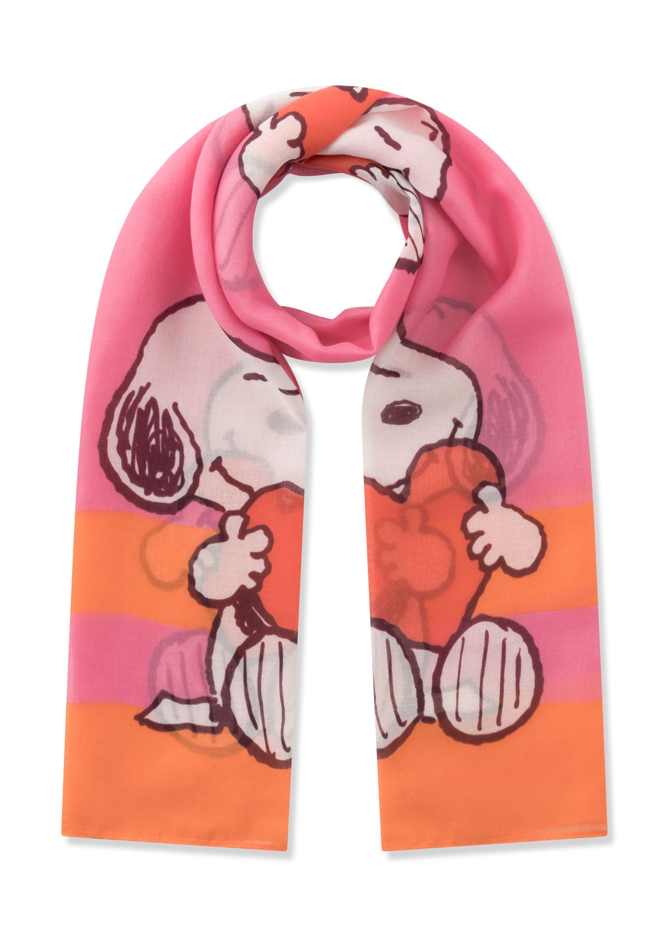 Baumwoll Damen Tuch rosa orange mit Snoopy Motiv von Codello