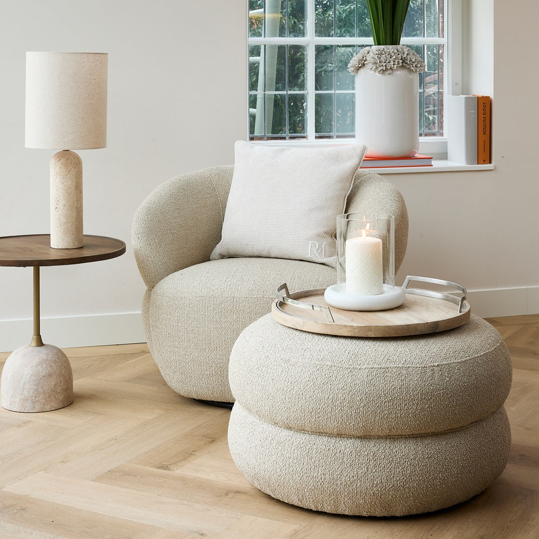 Tischlampe Mira Travertine Table Lamp von Riviera Maison