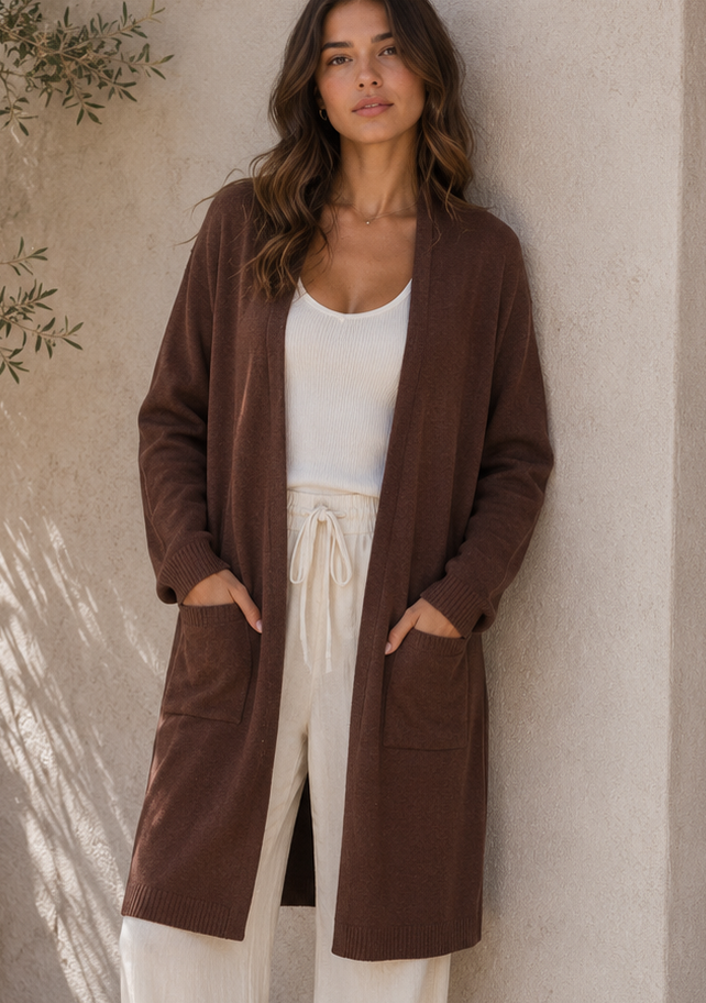 Long Cardigan Coffee