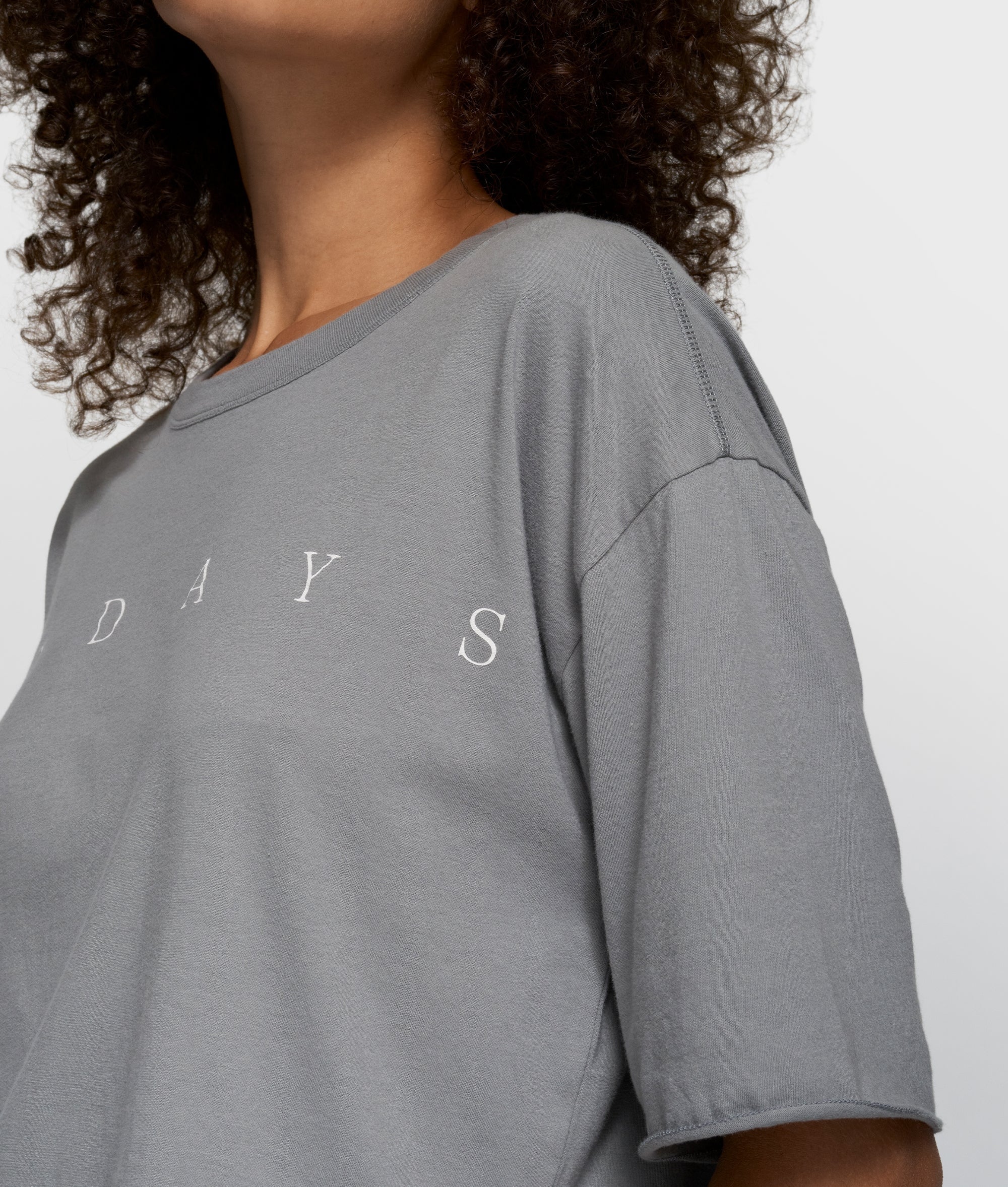 Graues Damen T-Shirt mit Logoprint von 10 DAYS AMSTERDAM